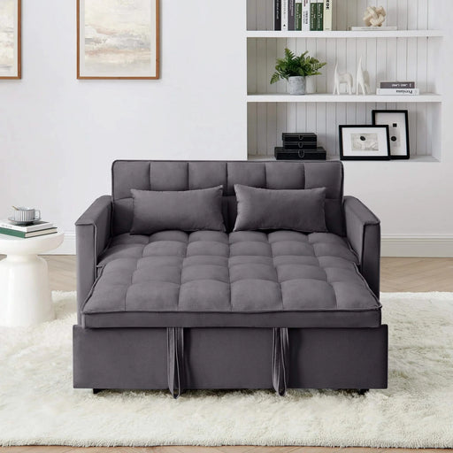 54.33 inch versatile foldable sofa bed in 3 lengths, modern sofa sofa sofa velvet pull-out bed, adjustable back (GRAY) Default -DTYStore