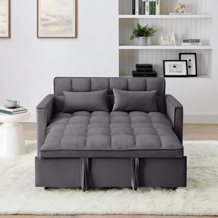 54.33 inch versatile foldable sofa bed in 3 lengths, modern sofa sofa sofa velvet pull-out bed, adjustable back (GRAY) Default -DTYStore