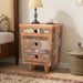 End Table Recycled Wood Nightstand, Side Table with 3 Drawers, Vintage Natural Bedside Table for Bedroom Living Room - DTYStore