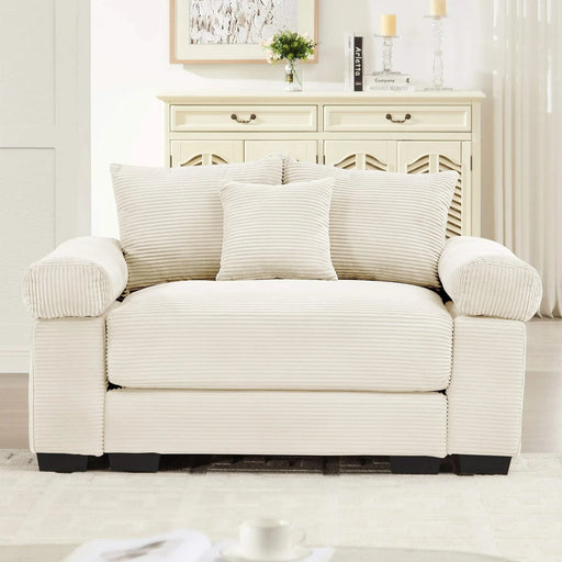54.3' Oversized Cloud Modular Sectional Couch,Extra-Thick Armrests Good Resilience Cushions Ergonomic Design Premium Soft Corduroy Fabric,Easy Assembly For Living Rooms Study,Cream Default -DTYStore