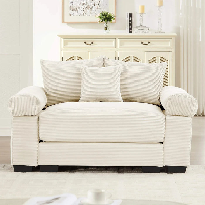 54.3' Oversized Cloud Modular Sectional Couch,Extra-Thick Armrests Good Resilience Cushions Ergonomic Design Premium Soft Corduroy Fabric,Easy Assembly For Living Rooms Study,Cream Default -DTYStore