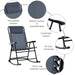 Outsunny 3 Piece Outdoor Rocking Bistro Set, Patio Folding Chair Table Set with Glass Coffee Table for Yard, Patio, Deck, Backyard, Grey - DTYStore