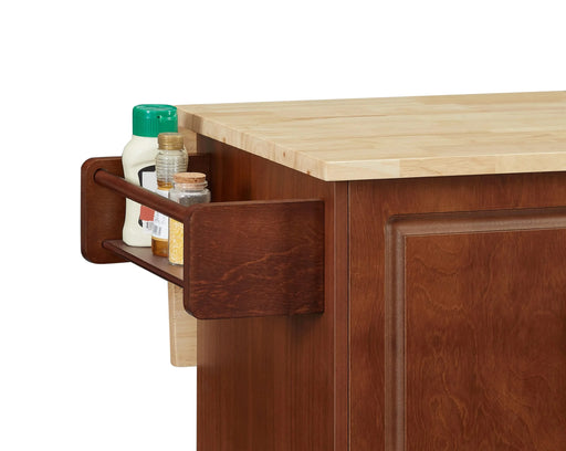 54 inch Portable Wooden Kitchen Island Cart Large Capacity with 3 drawers Drop-Leaf Table Spice Rack & Towel Rack for Small Spaces. Default -DTYStore