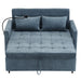 56.9" Loveseat Sofa Pull-out Sofa Bed Sleeper Sofa with a Reversible Backrest Cushion, Side Pockets, Two USB Ports and a Phone Holder for Living Room, Blue - DTYStore