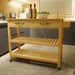 Kitchen Island & Kitchen Cart, Mobile Kitchen Island with Two Lockable Wheels, Rubber Wood Top, Simple Design & Natural Color Give More Imagination of Party Scene. - DTYStore