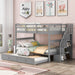 Stairway Full-Over-Full Bunk Bed with Twin size Trundle, Storage and Guard Rail for Bedroom, Dorm - Gray(OLD SKU :LT000210AAE) - DTYStore