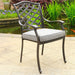 Outdoor Patio Aluminum Dining Arm Chair With Cushion, Set of 2, Cast Slate - DTYStore