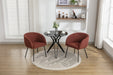 040-Set of 2 Boucle Fabric Dining Chairs With Black Metal Legs,Wine Red - DTYStore