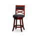 30' Bar Height X-Back Swivel Stool, Stool, Cherry Finish, Charcoal Fabric Seat - DTYStore