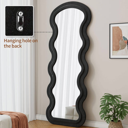 Flannel Full Length Wave  Floor Mirror  for Bedroom living room Hanging or Against The Wall black - Image 8