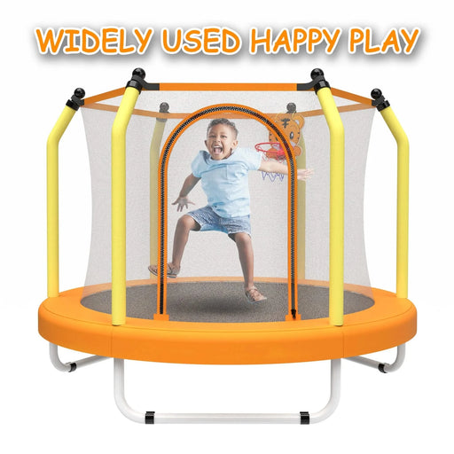 55-inch Trampoline for Kids Indoor & Outdoor Small Toddler Trampoline with Basketball Hoop Default -DTYStore