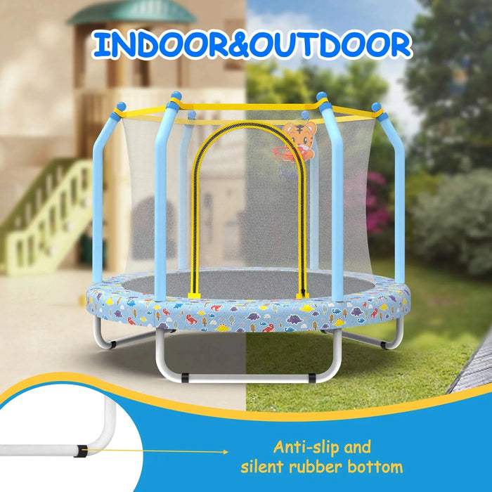 55-inch Trampoline for Kids Indoor & Outdoor Small Toddler Trampoline with Basketball Hoop Default -DTYStore