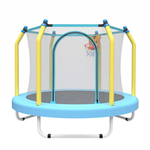 55-inch Trampoline for Kids Indoor & Outdoor Small Toddler Trampoline with Basketball Hoop Default -DTYStore
