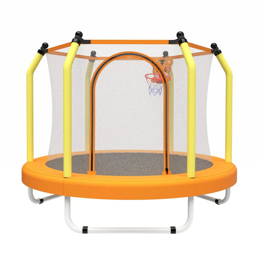 55-inch Trampoline for Kids Indoor & Outdoor Small Toddler Trampoline with Basketball Hoop Default -DTYStore
