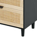 59" Rattan Dresser with Drawers, 6 Drawer Dresser for Bedroom, Clothes Storage Cabinet for Bedroom, Metal Handle&Wood Legs for Hallway, Living Room, Bedroom,Black - DTYStore
