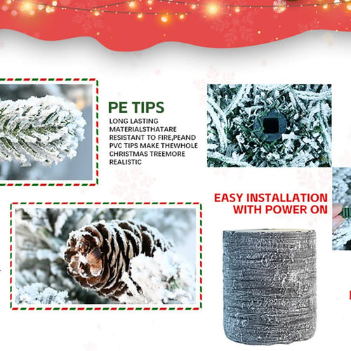 2FT Flocked Christmas Tree with Pot Base, 30 Warm White LED Lights, 189 Tips, PE+PVC Branches with 3 Pine Cones – Small Prelit Holiday Tree for Tabletop, Entryway, or Home Decor - Image 18