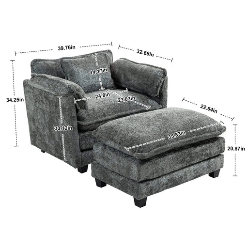 55.32*39.76' Oversized Sofa Indoor,Portable ottoman,Boucle Single Sofa Bed with Wider seat,Double deep cushion,Strong wrapping of thick armrests for Living Room,Bedroom.3 Colors. Default -DTYStore