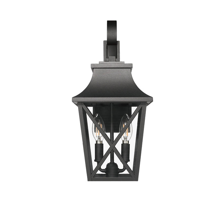 Black Outdoor Wall Lantern 2-Light, Large Outside Modern Wall Sconce Light Fixture, Industrial Porch Light Wall Mount with Glass, Waterproof Farmhouse Exterior Lamp Lighting (2 Pack)