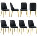 8 modern dining chairs, sleek PU backrest, and gold metal legs bring a comfortable home experience to the kitchen, bedroom, and office.Black PU Chairs with Simple Line Designs On The Backrest. - DTYStore
