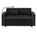 55.51 inch versatile foldable sofa bed in 3 lengths, modern sofa sofa sofa velvet pull-out bed, adjustable back and with USB port and ashtray and swivel phone stand (Black) Default -DTYStore