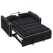 55.51 inch versatile foldable sofa bed in 3 lengths, modern sofa sofa sofa velvet pull-out bed, adjustable back and with USB port and ashtray and swivel phone stand (Black) Default -DTYStore