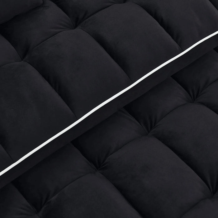 55.51 inch versatile foldable sofa bed in 3 lengths, modern sofa sofa sofa velvet pull-out bed, adjustable back and with USB port and ashtray and swivel phone stand (Black) Default -DTYStore