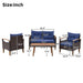 GO 4-Piece Garden Furniture, Patio Seating Set, PE Rattan Outdoor Sofa Set, Wood Table and Legs, Brown and Blue - DTYStore