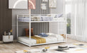 Full over Full Metal Bunk Bed, Low Bunk Bed with Ladder, White