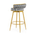 Swivel Counter Height Bar Stools Set of 2,31.5'Bar Height Stools with Hand-Woven Backrest & Gold Metal Legs,Modern Low Back Upholstered Kitchen Chairs with Footrest for Island,Dining Room,Grey - DTYStore