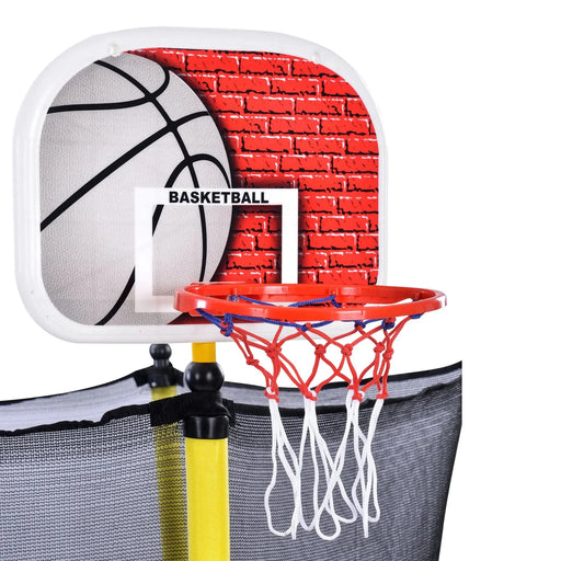 5.5FT Trampoline for Kids - 65' Outdoor & Indoor Mini Toddler Trampoline with Enclosure, Basketball Hoop and Ball Included - DTY Store