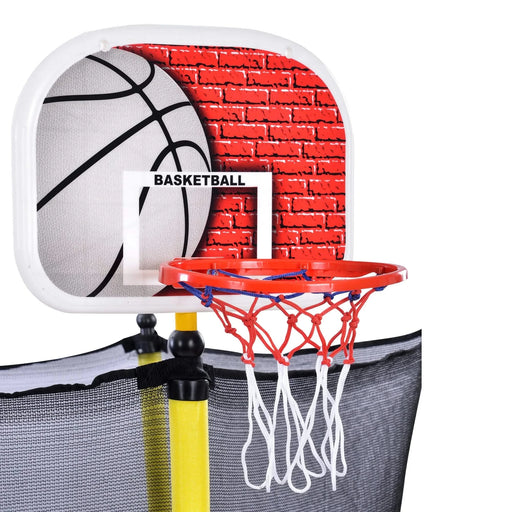 5.5FT Trampoline for Kids - 65' Outdoor & Indoor Mini Toddler Trampoline with Enclosure, Basketball Hoop and Ball Included Default -DTYStore