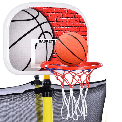 5.5FT Trampoline for Kids - 65' Outdoor & Indoor Mini Toddler Trampoline with Enclosure, Basketball Hoop and Ball Included Default -DTYStore