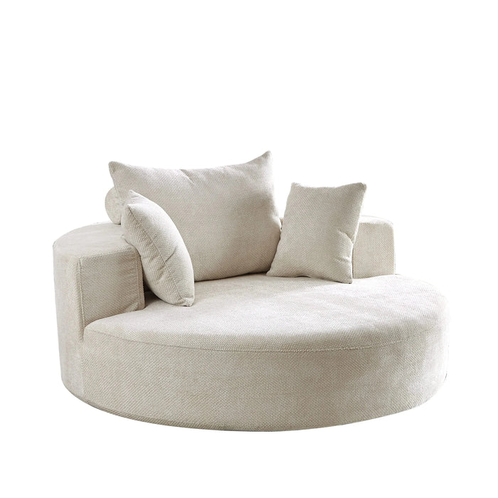 55''L Chenille Foam Single Swivel Chair, Fluffy Modern Sleeper, 360 Degree Swivel Chair for Living Room, Bedroom, Lounge and Projection Room Default -DTYStore