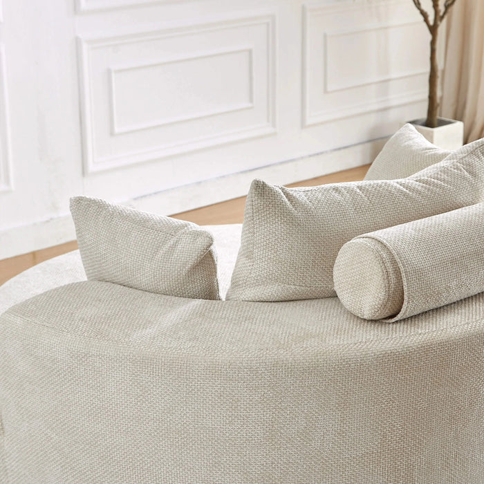 55''L Chenille Foam Single Swivel Chair, Fluffy Modern Sleeper, 360 Degree Swivel Chair for Living Room, Bedroom, Lounge and Projection Room Default -DTYStore