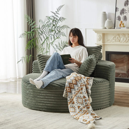 55''L Corduroy Sponge single sofa,No Assembly Required,Fluffy Modern Sleeper Chair for Living room, Bedroom, Lounge and Projection Room(Not a swivel chair.) Default -DTYStore