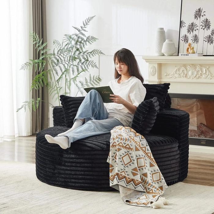 55''L Corduroy Sponge single sofa,No Assembly Required,Fluffy Modern Sleeper Chair for Living room, Bedroom, Lounge and Projection Room(Not a swivel chair.) Default -DTYStore