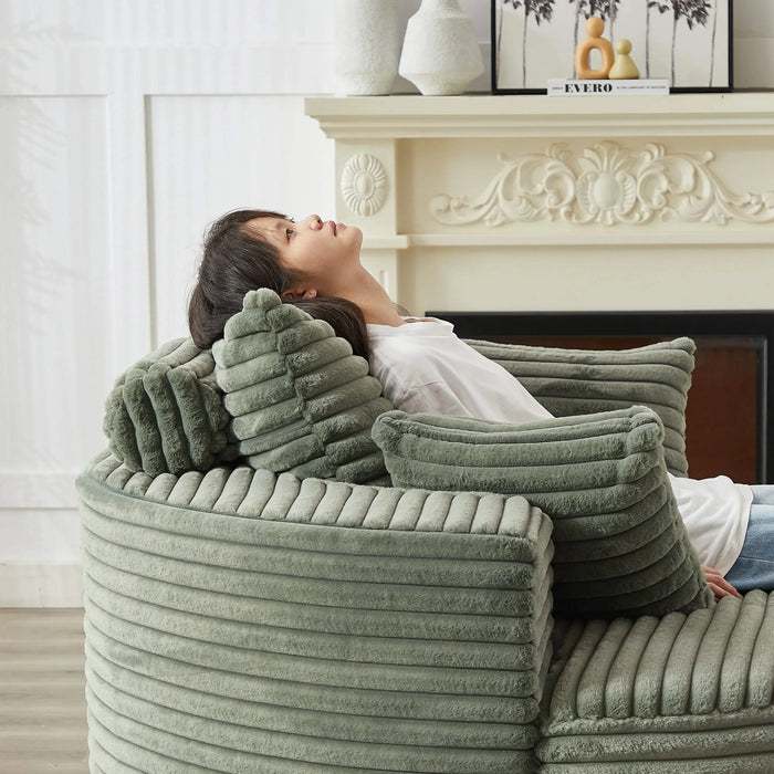 55''L Corduroy Sponge single sofa,No Assembly Required,Fluffy Modern Sleeper Chair for Living room, Bedroom, Lounge and Projection Room(Not a swivel chair.) Default -DTYStore