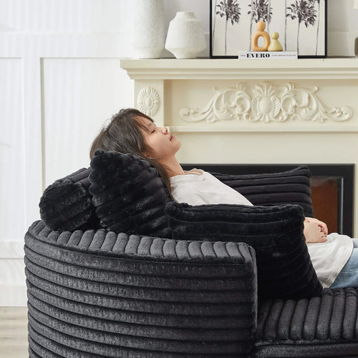 55''L Corduroy Sponge single sofa,No Assembly Required,Fluffy Modern Sleeper Chair for Living room, Bedroom, Lounge and Projection Room(Not a swivel chair.) Default -DTYStore