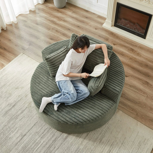 55''L Corduroy Sponge single sofa,No Assembly Required,Fluffy Modern Sleeper Chair for Living room, Bedroom, Lounge and Projection Room(Not a swivel chair.) Default -DTYStore