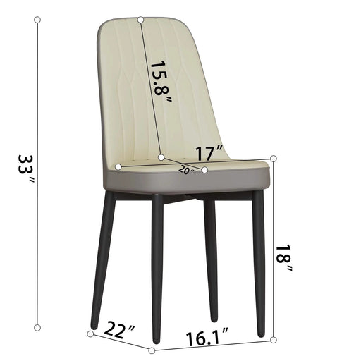 55 '4-person modern MDF dining table set, kitchen black metal leg dining table and chair set, industrial rectangular white tabletop and dining room thick padded PU dining chairs Default -DTYStore