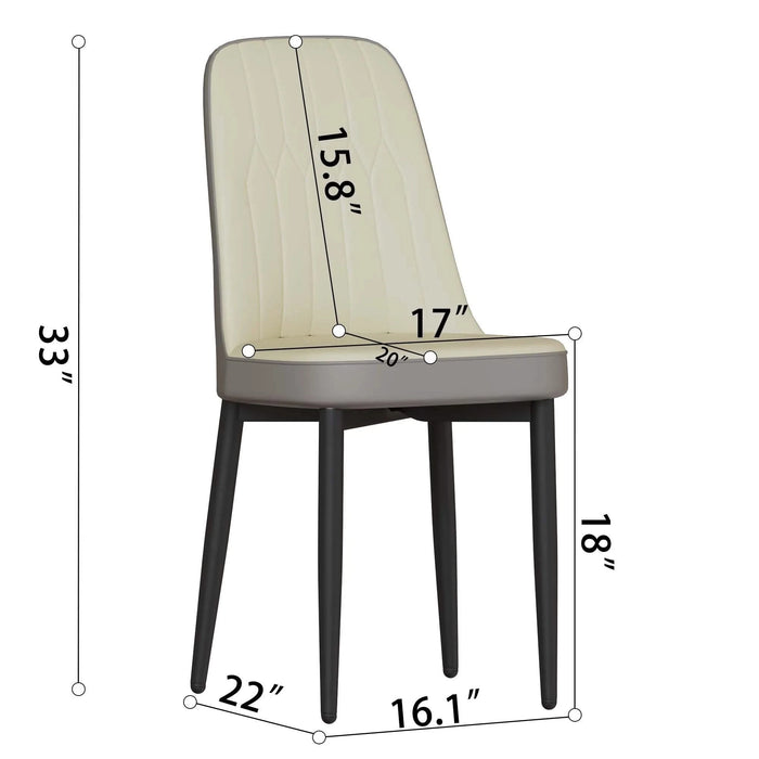 55 '4-person modern MDF dining table set, kitchen black metal leg dining table and chair set, industrial rectangular white tabletop and dining room thick padded PU dining chairs Default -DTYStore