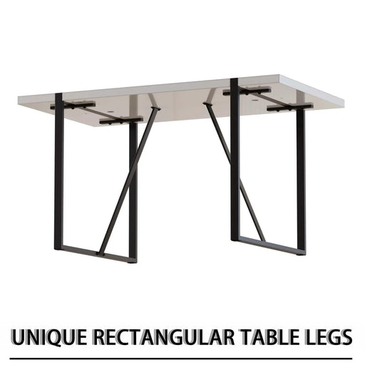 55 '4-person modern MDF dining table set, kitchen black metal leg dining table and chair set, industrial rectangular white tabletop and dining room thick padded PU dining chairs Default -DTYStore