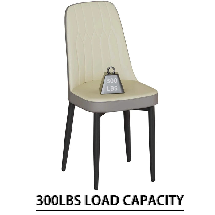 55 '4-person modern MDF dining table set, kitchen black metal leg dining table and chair set, industrial rectangular white tabletop and dining room thick padded PU dining chairs Default -DTYStore