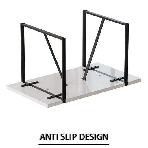 55 '4-person modern MDF dining table set, kitchen black metal leg dining table and chair set, industrial rectangular white tabletop and dining room thick padded PU dining chairs Default -DTYStore