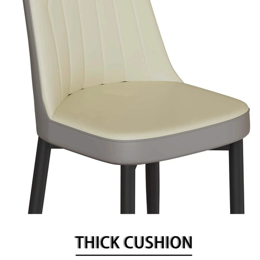 55 '4-person modern MDF dining table set, kitchen black metal leg dining table and chair set, industrial rectangular white tabletop and dining room thick padded PU dining chairs Default -DTYStore