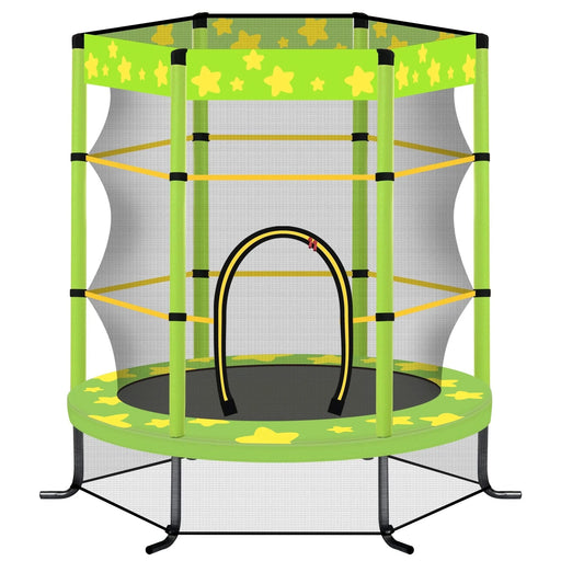 55 Inch Kids Trampoline with Safety Enclosure Net, 4.5FT Outdoor Indoor Trampoline for Kids (GREEN) Default -DTYStore