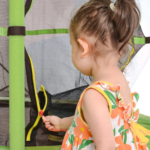 55 Inch Kids Trampoline with Safety Enclosure Net, 4.5FT Outdoor Indoor Trampoline for Kids (GREEN) Default -DTYStore