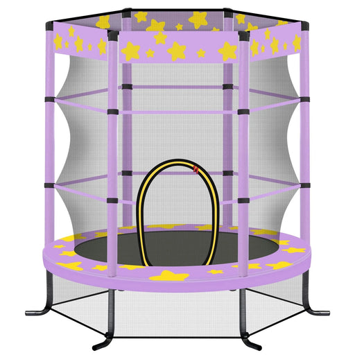55 Inch Kids Trampoline with Safety Enclosure Net, 4.5FT Outdoor Indoor Trampoline for Kids (Purple) Default -DTYStore