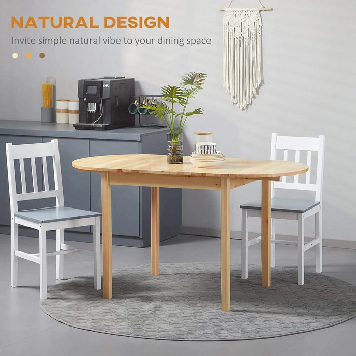 55' Solid Wood Kitchen Table, Drop Leaf Tables for Small Spaces, Folding Dining Table, Natural Default -DTYStore
