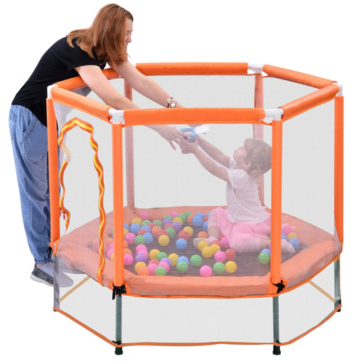 55'' Toddlers Trampoline with Safety Enclosure Net and Balls, Indoor Outdoor Mini Trampoline for Kids Default -DTYStore